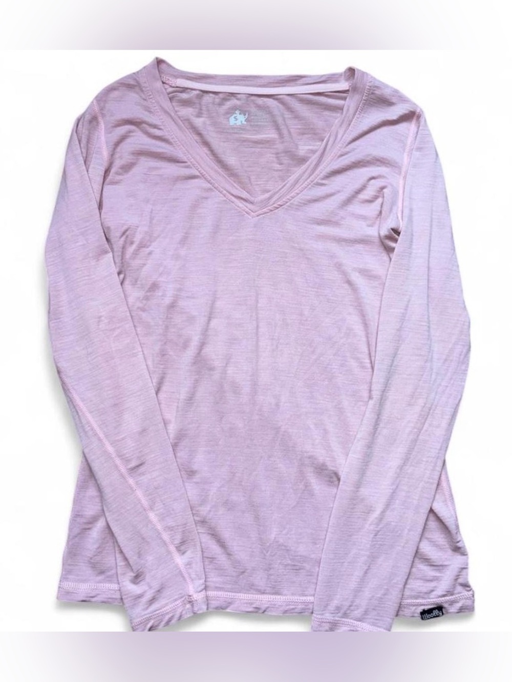 Woolly Merino Wool Semi-Sheer Long Sleeve Pink T-Shirt Base Layer Stretch Small